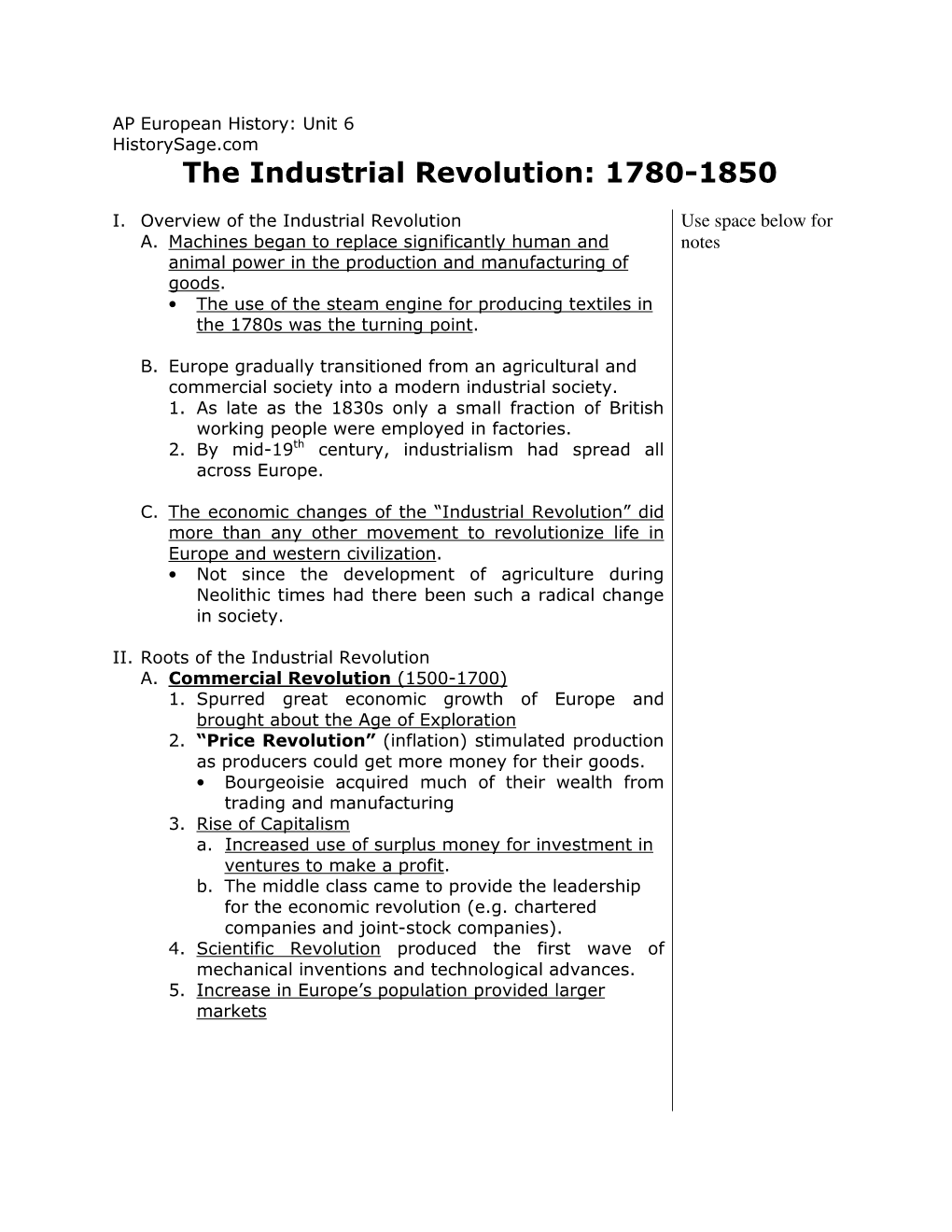 The Industrial Revolution: 1780-1850