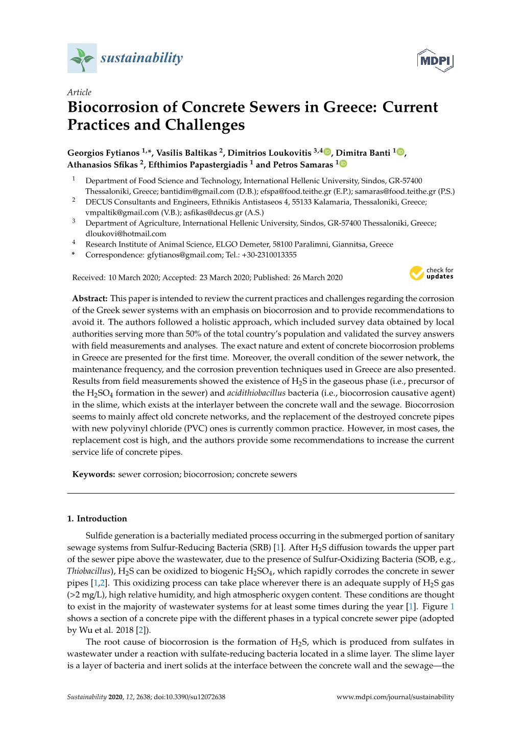 Biocorrosion of Concrete Sewers in Greece: Current Practices and Challenges