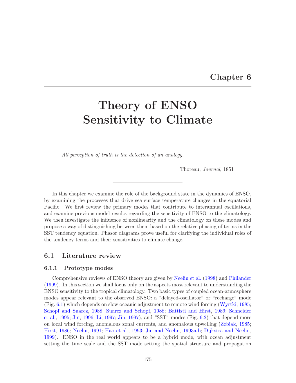 Chapter 6: Theory of ENSO Sensitivity to Climate 176