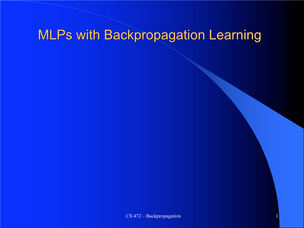 Mlps with Backpropagation Learning