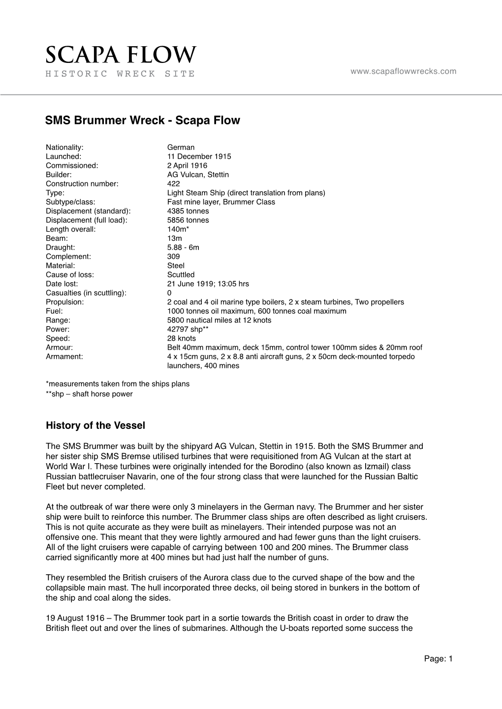 SMS Brummer Wreck - Scapa Flow