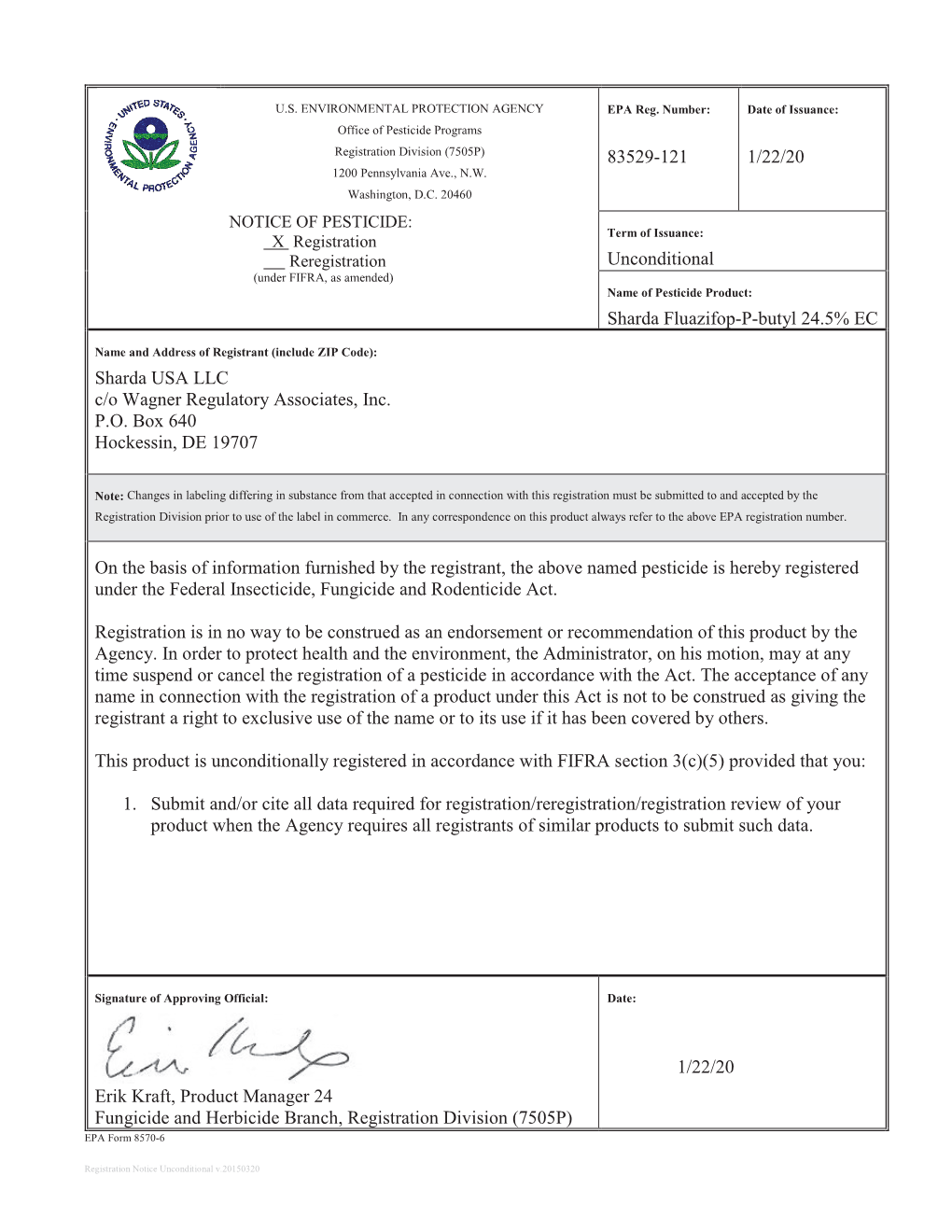 US EPA, Pesticide Product Label, SHARDA FLUAZIFOP-P-BUTYL