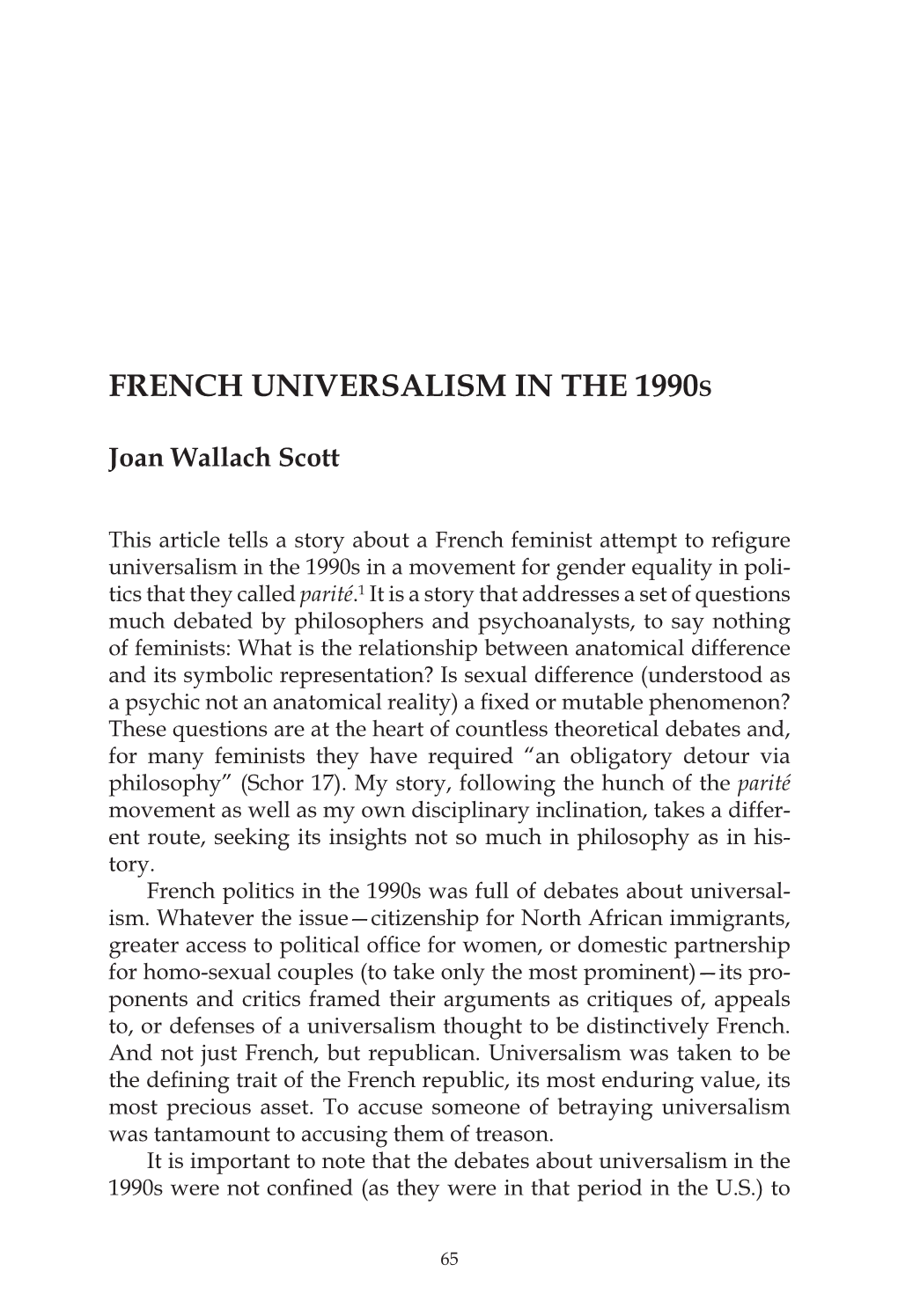 French Universalism in the 1990S