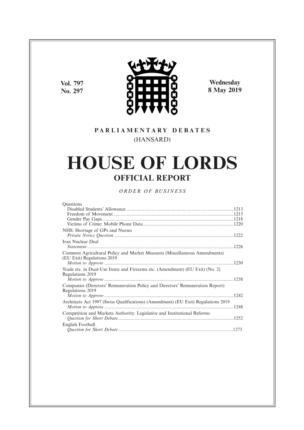 House of Lords Official Report