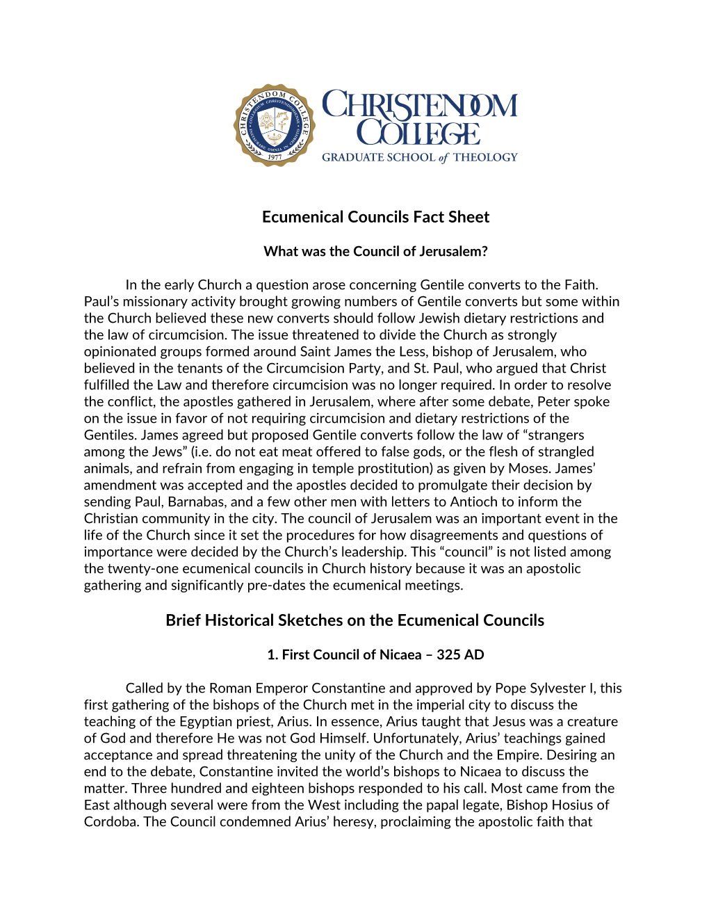 Ecumenical-Councils-Fact-Sheet.Pdf