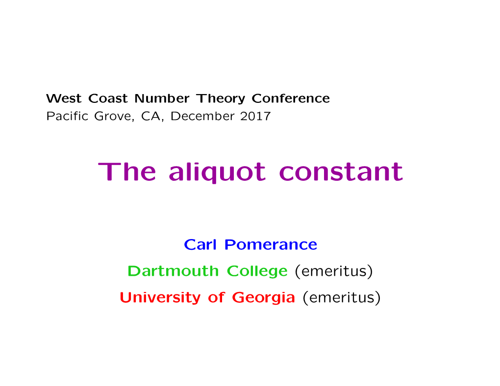 The Aliquot Constant
