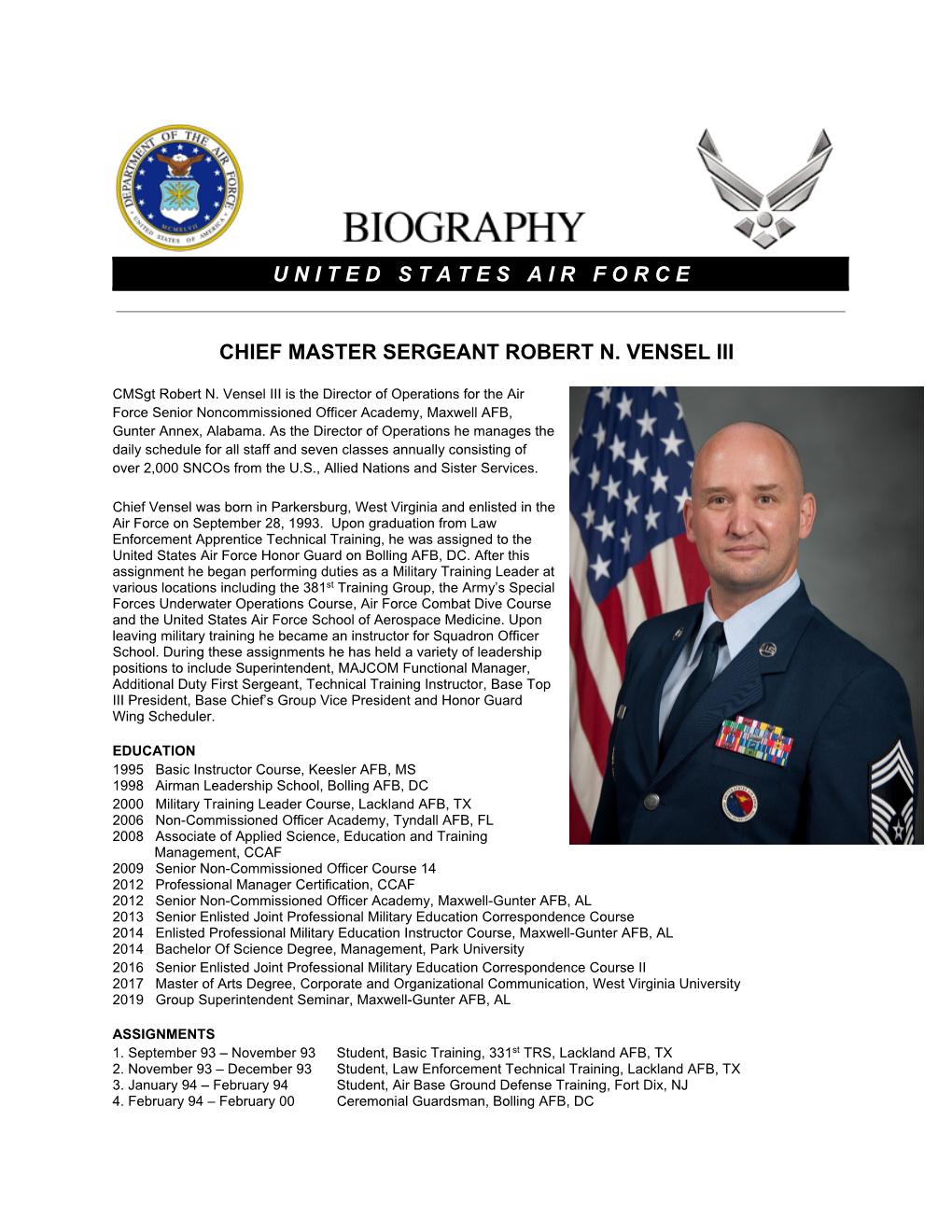 Cmsgt Robert Vensel