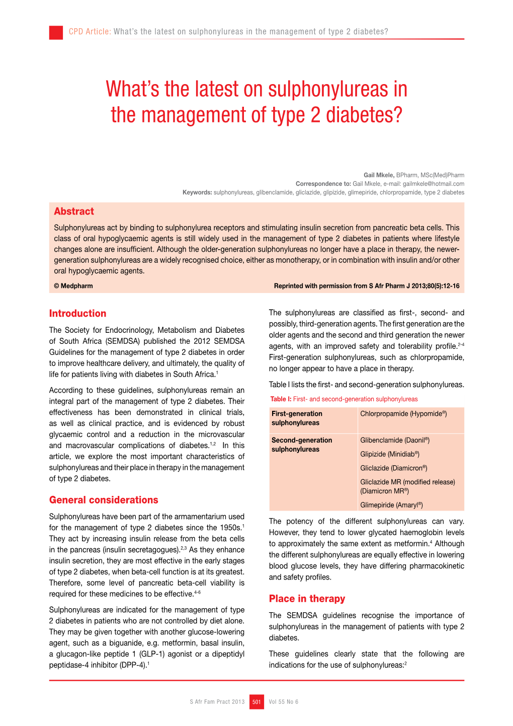 What's the Latest on Sulphonylureas in the Management of Type 2 Diabetes?