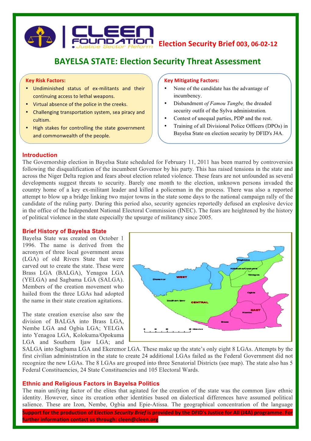 Security Threat Assessment Bayelsa State