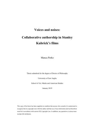 Collaborative Authorship in Stanley Kubrick's Films