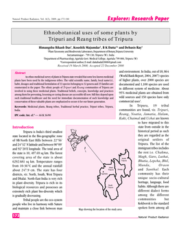 Research Paper Ethnobotanical Uses of Some Plants by Tripuri