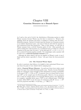 Chapter VIII Gaussian Measures on a Banach Space