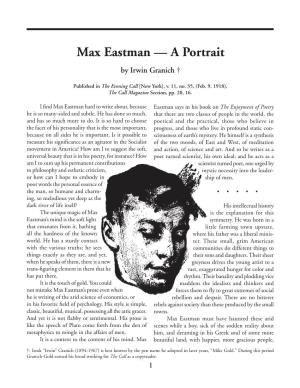 Max Eastman — a Portrait [Feb