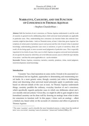 NARRATIVE, CASUISTRY, and the FUNCTION of CONSCIENCE in THOMAS AQUINAS – Stephen Chanderbhan –