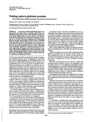 Folding Units in Globular Proteins (Protein Folding/Domains/Folding Intermediates/Structural Hierarchy/Protein Structure) ARTHUR M
