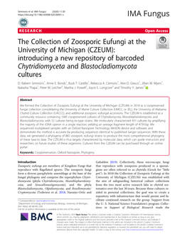 The Collection of Zoosporic Eufungi at the University of Michigan (CZEUM): Introducing a New Repository of Barcoded Chytridiomyceta and Blastocladiomycota Cultures D