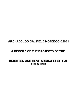 Archaeological Field Notebook 2001