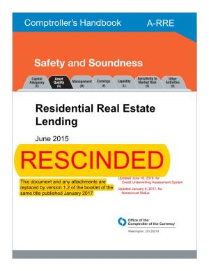 Residential Real Estate Lending, Comptroller's Handbook