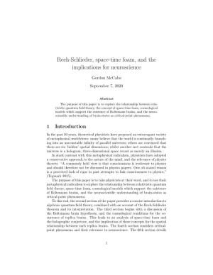Reeh-Schlieder, Space-Time Foam, and the Implications for Neuroscience