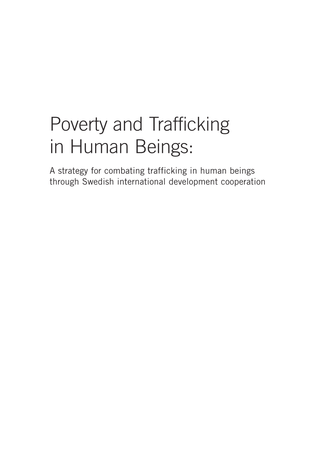 Poverty and Trafficking in Human Beings