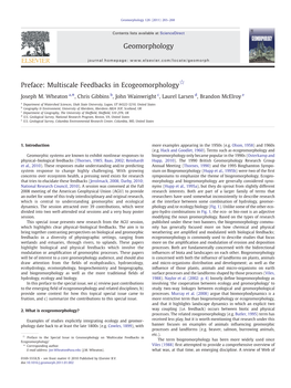 Preface: Multiscale Feedbacks in Ecogeomorphology☆