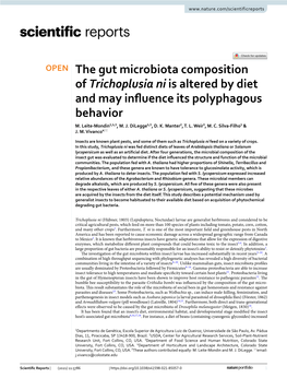 The Gut Microbiota Composition of Trichoplusia Ni Is Altered by Diet and May Infuence Its Polyphagous Behavior M