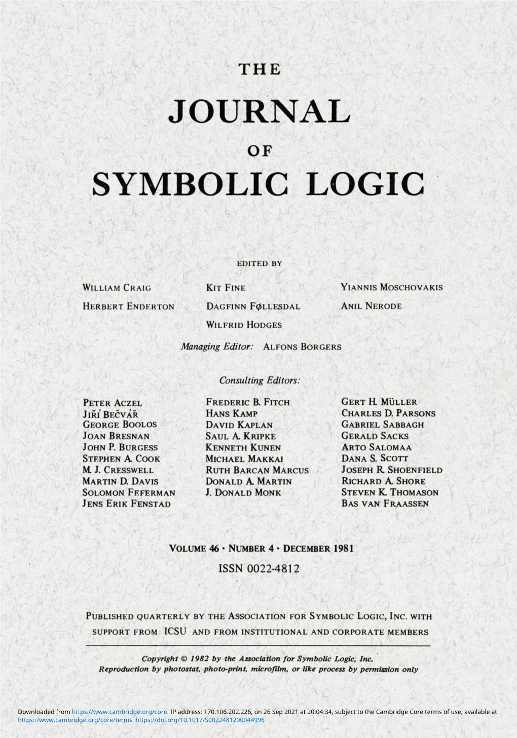 Journal Symbolic Logic