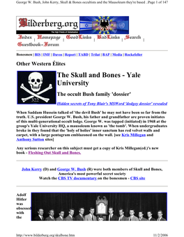 The Skull and Bones - Yale University the Occult Bush Family 'Dossier'