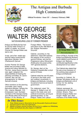 Sir George Walter Passes Nation Mourns Loss of Former Premier