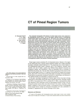 CT of Pineal Region Tumors
