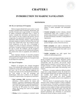 Chapter 1- Introduction to Marine Navigation