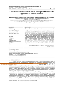 A New Model for the Selection of Web Development Frameworks: Application to PHP Frameworks