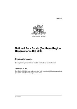 National Park Estate (Southern Region Reservations) Bill 2000