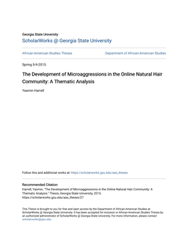 The Development of Microaggressions in the Online Natural Hair Community: a Thematic Analysis