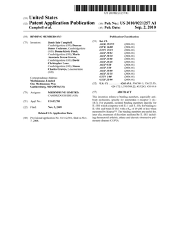 (12) Patent Application Publication (10) Pub. No.: US 2010/0221257 A1 Campbell Et Al