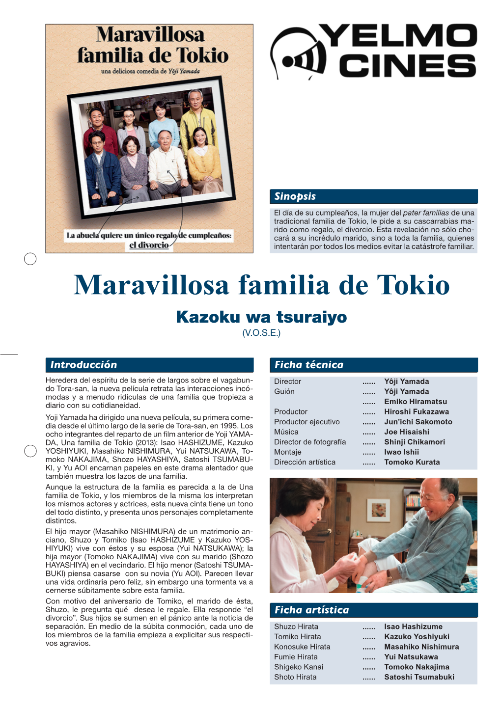 Maravillosa Familia De Tokio Kazoku Wa Tsuraiyo (V.O.S.E.)