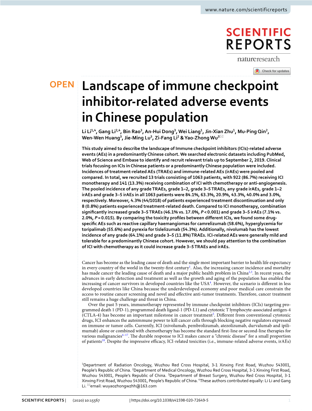 Landscape of Immune Checkpoint Inhibitor-Related Adverse Events In