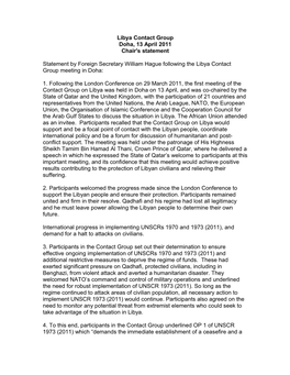 Libya Contact Group Doha, 13 April 2011 Chair's Statement