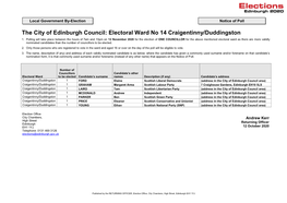 Electoral Ward No 14 Craigentinny/Duddingston 1