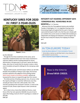 Kentucky Sires for 2020 Iv