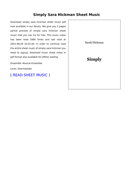 Simply Sara Hickman Sheet Music