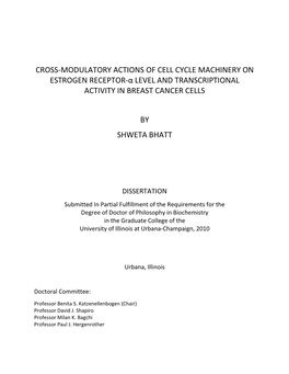 Cross-Modulatory Actions of Cell Cycle Machinery on Estrogen Receptor-Α Level and Transcriptional Activity in Breast Cancer Cells