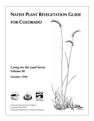 Native Plant Revegetation Guide for Colorado