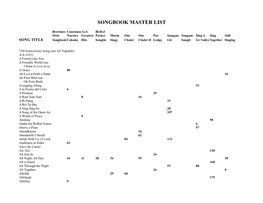 Songbook Master List