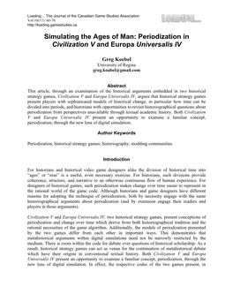 Periodization in Civilization V and Europa Universalis IV