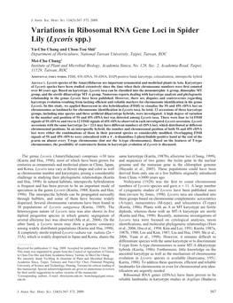 Variations in Ribosomal RNA Gene Loci in Spider Lily (Lycoris Spp.)