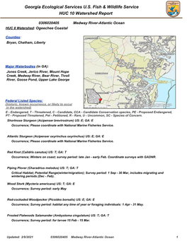0306020405 Medway River-Atlantic Ocean HUC 8 Watershed: Ogeechee Coastal