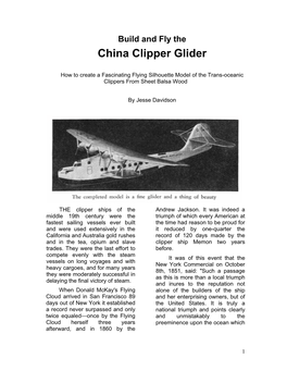 China Clipper Glider