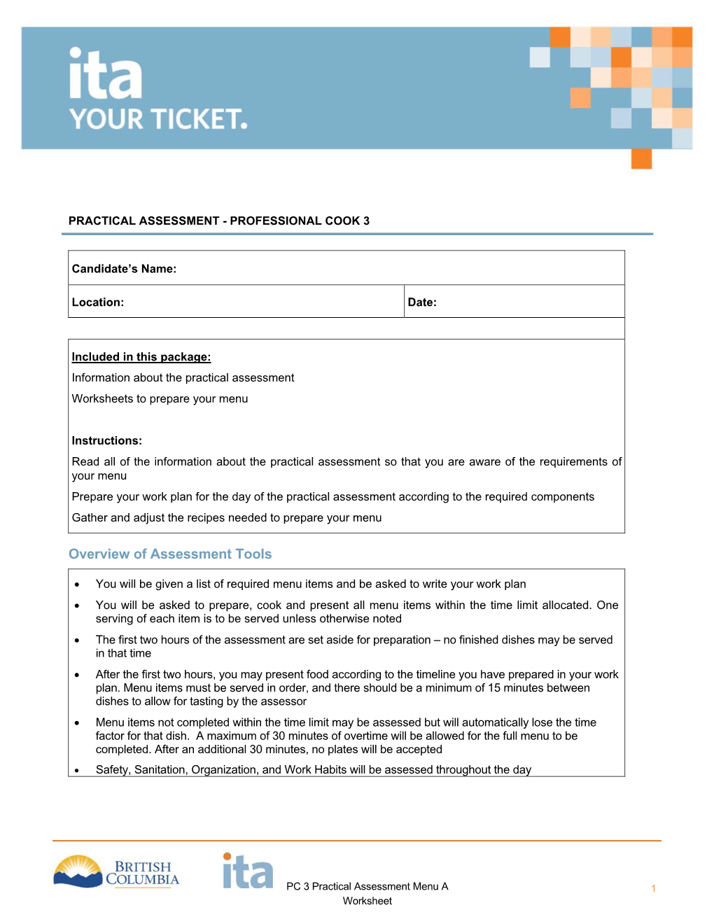 Practical Assessment - Professional Cook 3