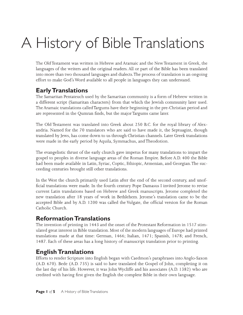 A History of Bible Translations